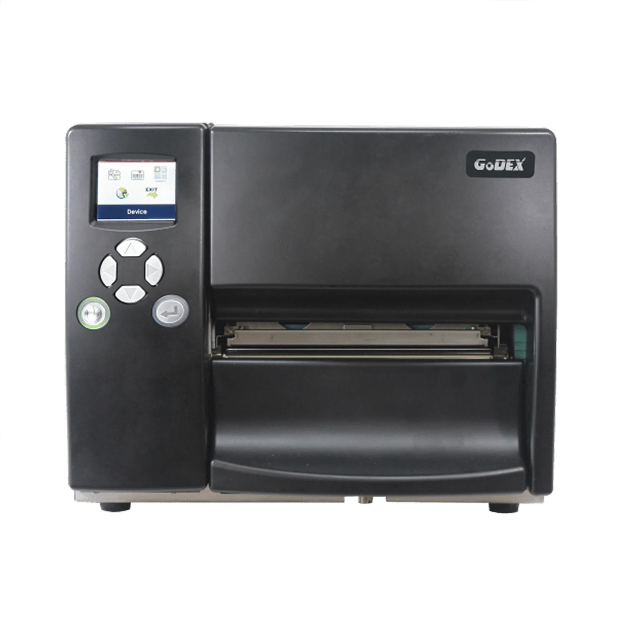 חזית מדפסת מדבקות GoDEX EZ6250i עם צג צבעוני