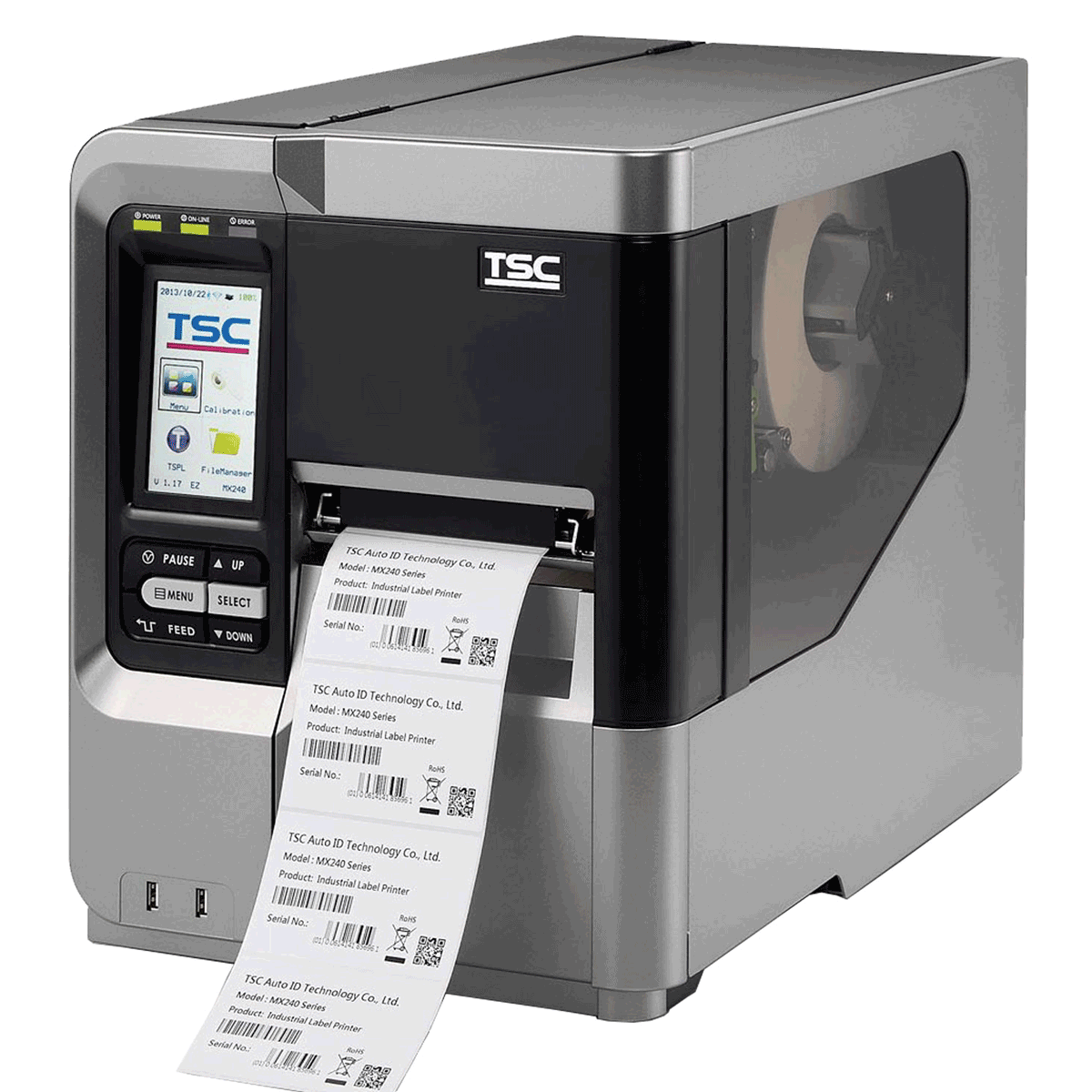 מדפסת מדבקות תעשייתית TSC MX240P מדפיסה מדבקות ברקוד עם מסך מגע קדמי
