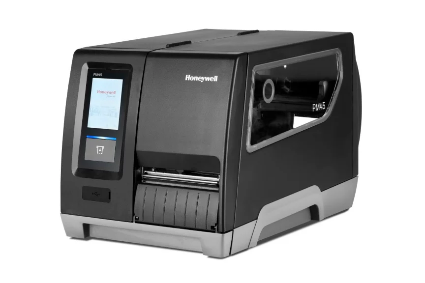 מדפסת מדבקות תעשייתית Honeywell PM45c עם חלון צד