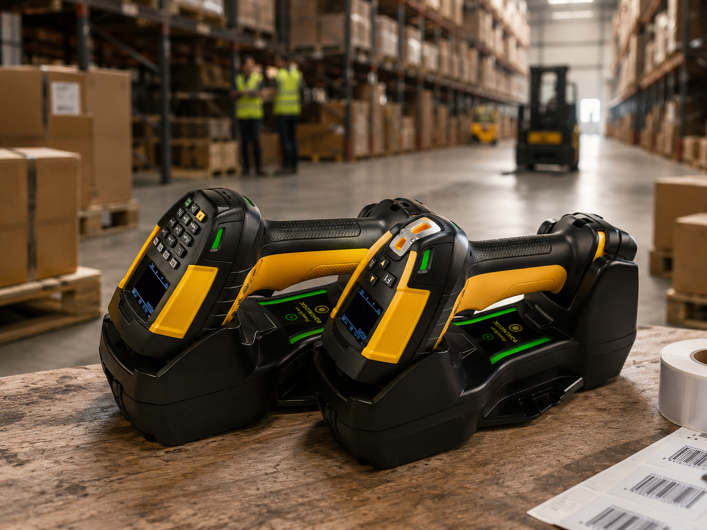 סורקי ברקוד תעשייתיים עם צג במחסן